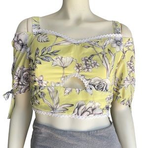 By Egreis yellow floral crop top in size small